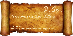 Presovszky Szeréna névjegykártya